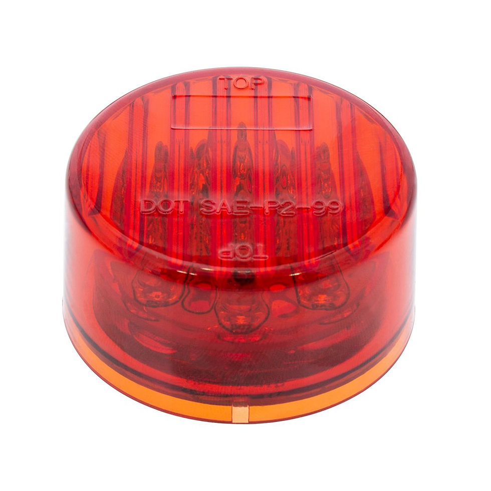 Thumbnail: 9 LED 2" ROUND LIGHT (CLEARANCE/MARKER) - RED LED/RED LENS