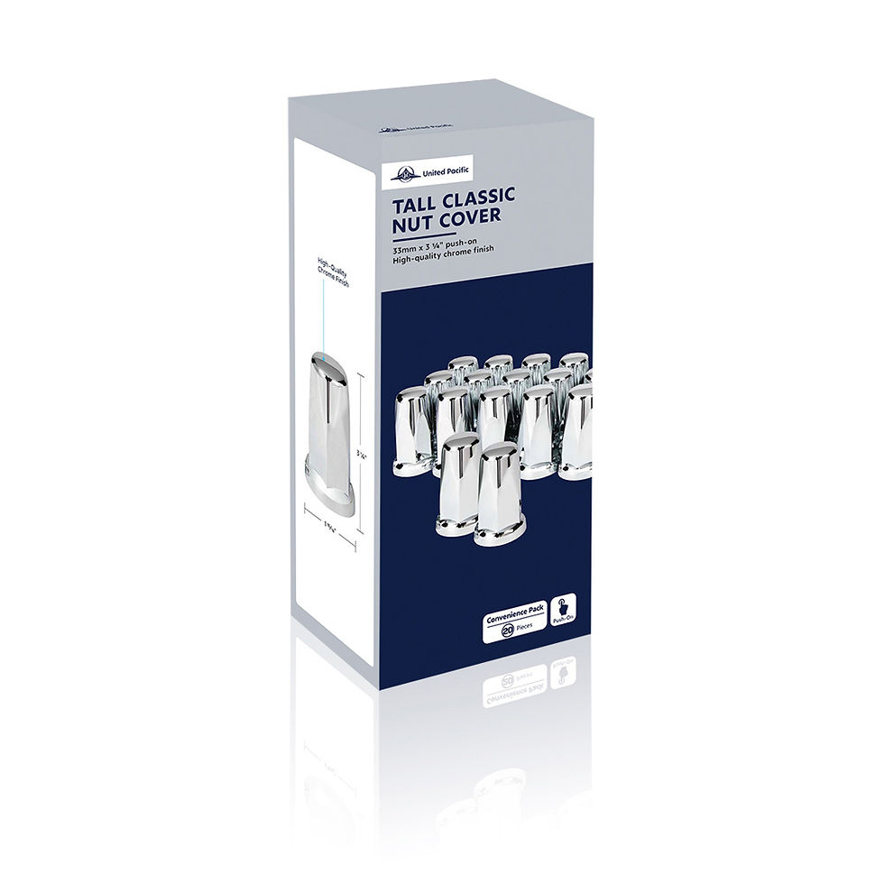 Thumbnail: 33MM X 3-1/4" CHROME PLASTIC TALL NUT COVERS WITH FLANGE - PUSH-ON (BOX OF 20)