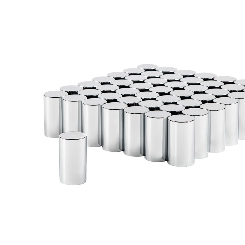 33MM X 3-1/2" CHROME PLASTIC CYLINDER NUT COVERS - PUSH-ON (60-PACK)