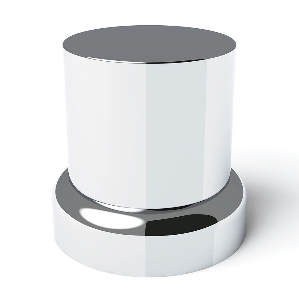 33MM X 2" CHROME PLASTIC FLAT TOP NUT COVER WITH FLANGE - PUSH-ON