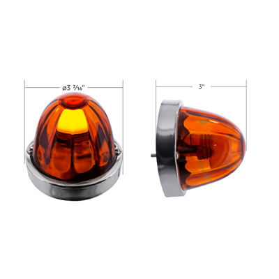 Thumbnail: DUAL FUNCTION GLASS WATERMELON FLUSH MOUNT KIT WITH LED BULB - DARK AMBER