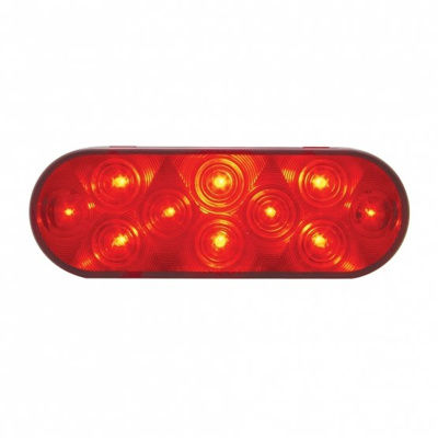 10 LED 6" OVAL LIGHT (STOP, TURN & TAIL) - RED LED/RED LENS
