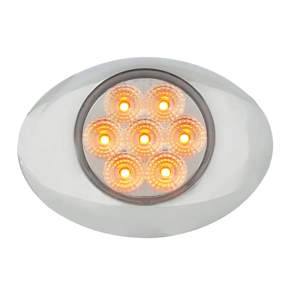 SMALL LOW PROFILE SURFACE MOUNT SPYDER LED MARKER & TURN LIGHT W/ CHROME BEZEL