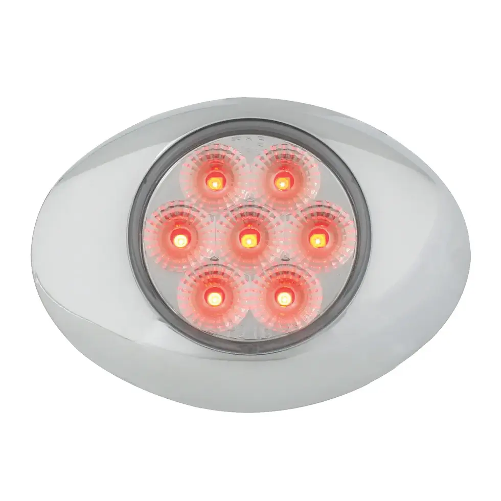SMALL LOW PROFILE SURFACE MOUNT SPYDER LED MARKER & TURN LIGHT W/ CHROME BEZEL
