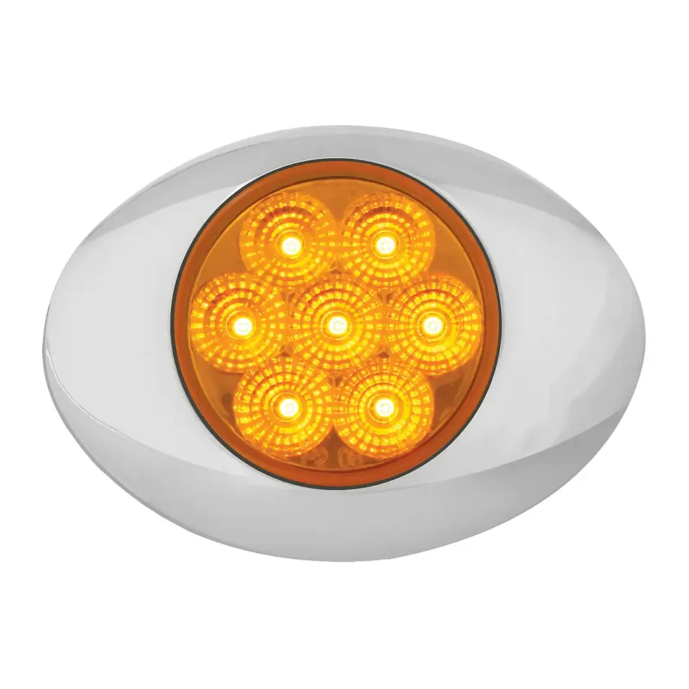 SMALL LOW PROFILE SURFACE MOUNT SPYDER LED MARKER & TURN LIGHT W/ CHROME BEZEL