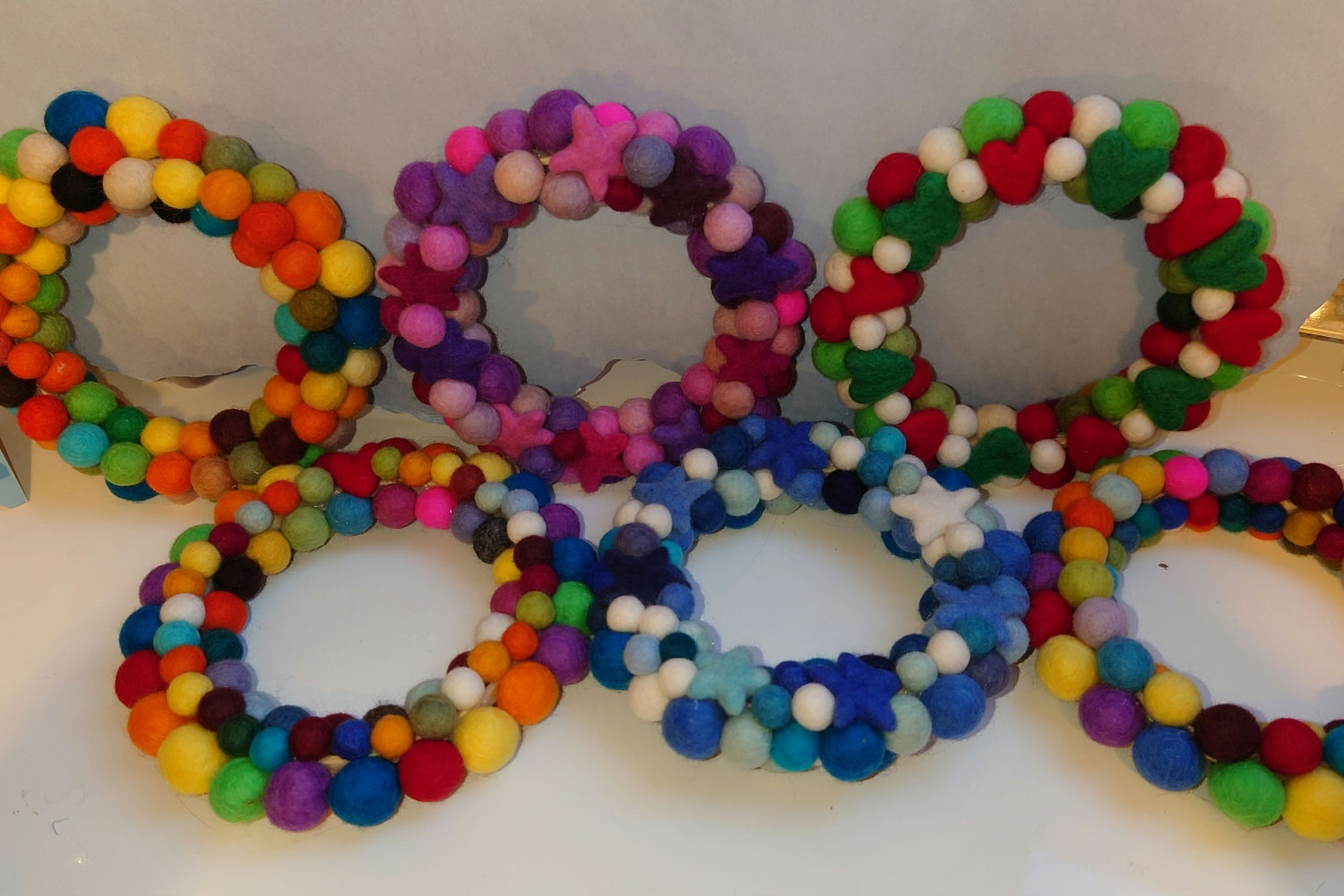 20cm range of 3D wool felt wreaths