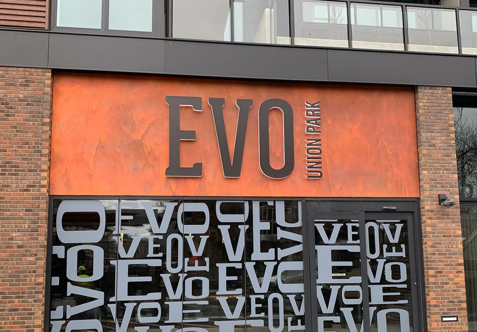 Evo Union Park sign by Doyle Signs