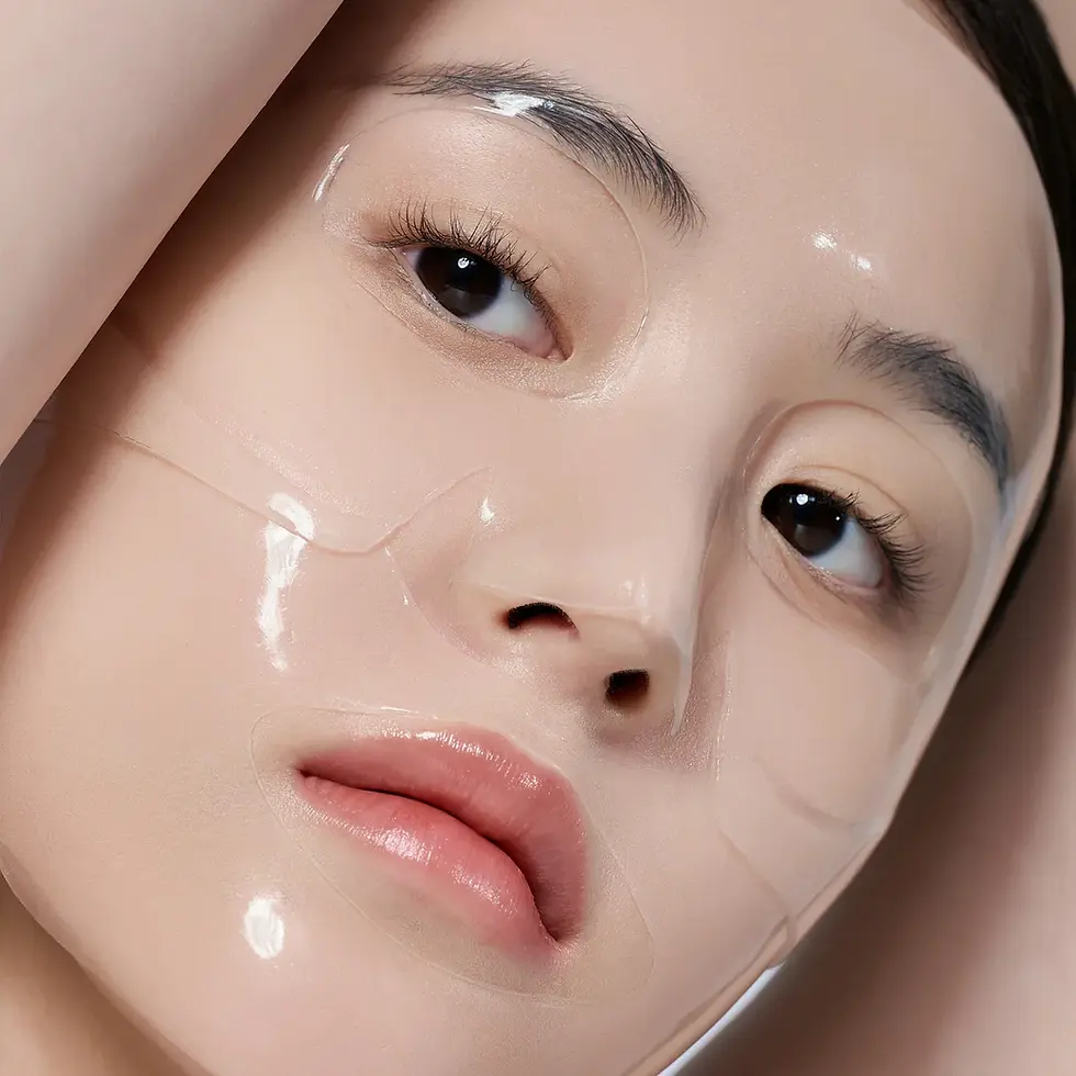 Woman wearing a collagen face mask.