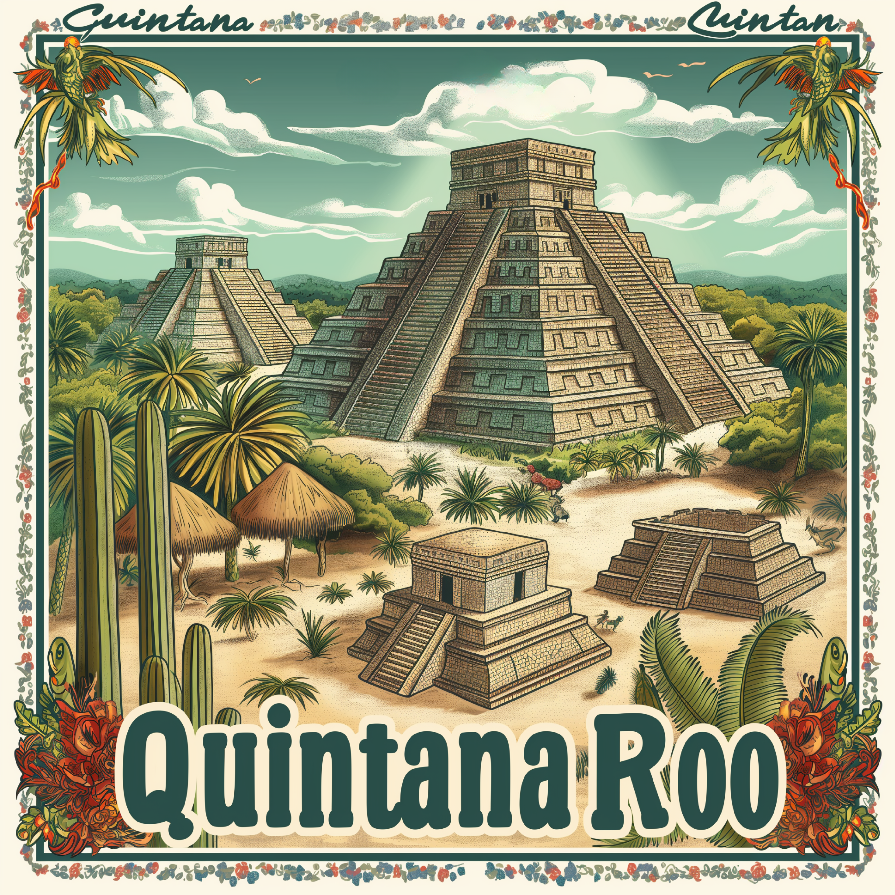Quintana Roo Pyramids Sticker - Discover Ancient Mayan Wonders | Mexico