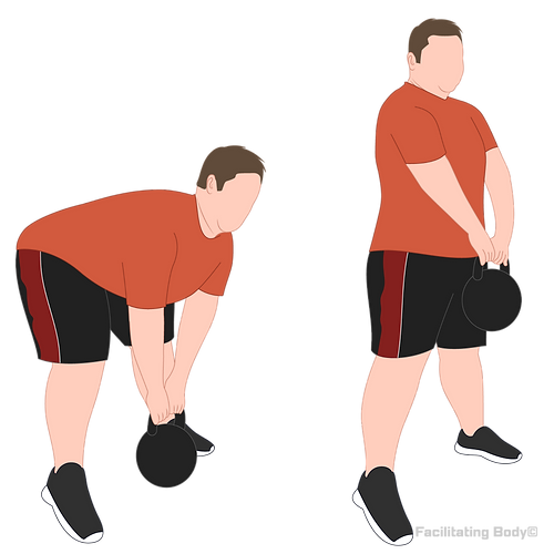 Illustration of Kettlebell Deadlift done by Plus Size Man