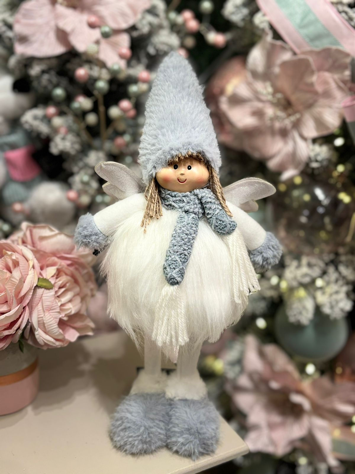 MENINA EM PE. C/LED (AZUL/BRANCO) 36cm