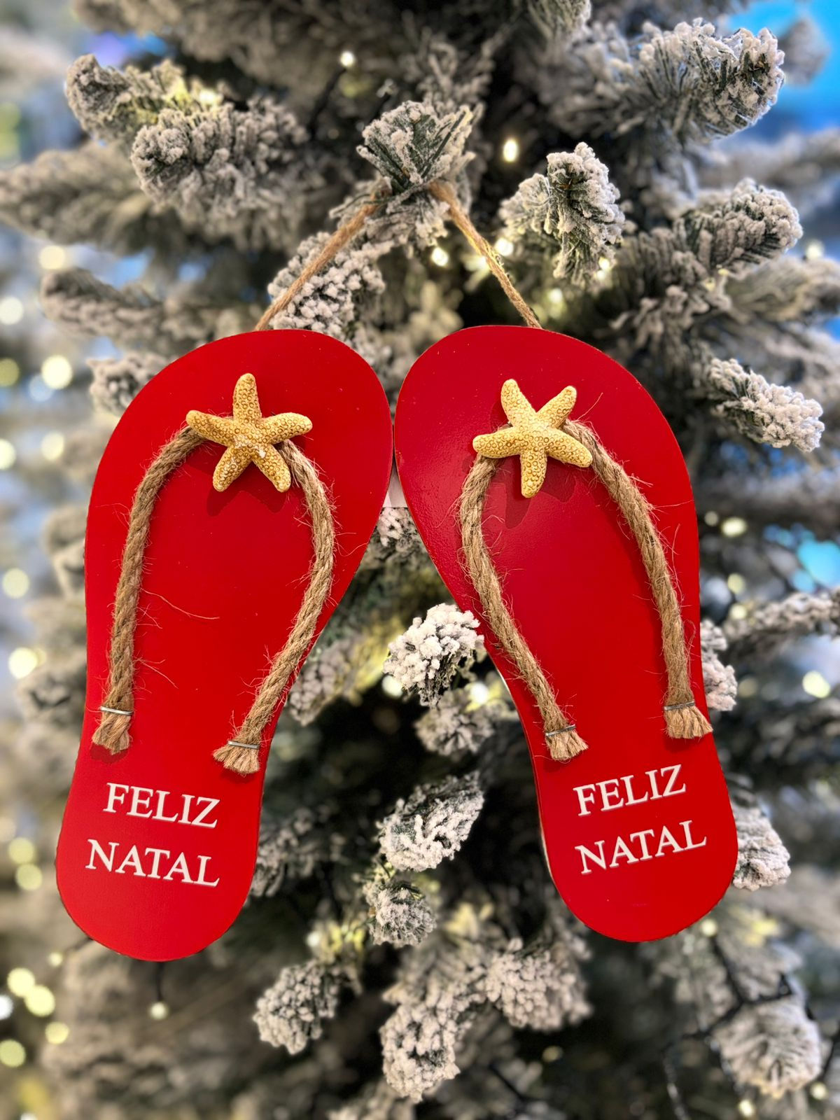 SANDALIA PRAIA PENDURAR FELIZ NATAL (VERMELHO) - 1UN