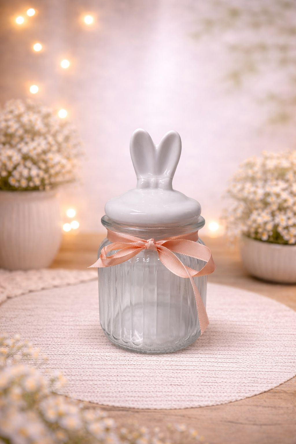 POTE DE VIDRO ORELHINHA 300ML (BRANCO) - 1UN