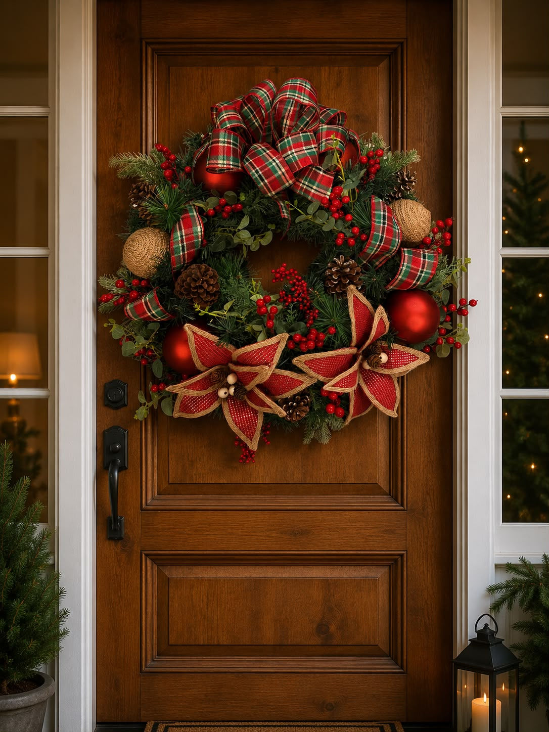 GUIRLANDA DECORADA FITA XADREZ 60cm (VERMELHO) - 1UN