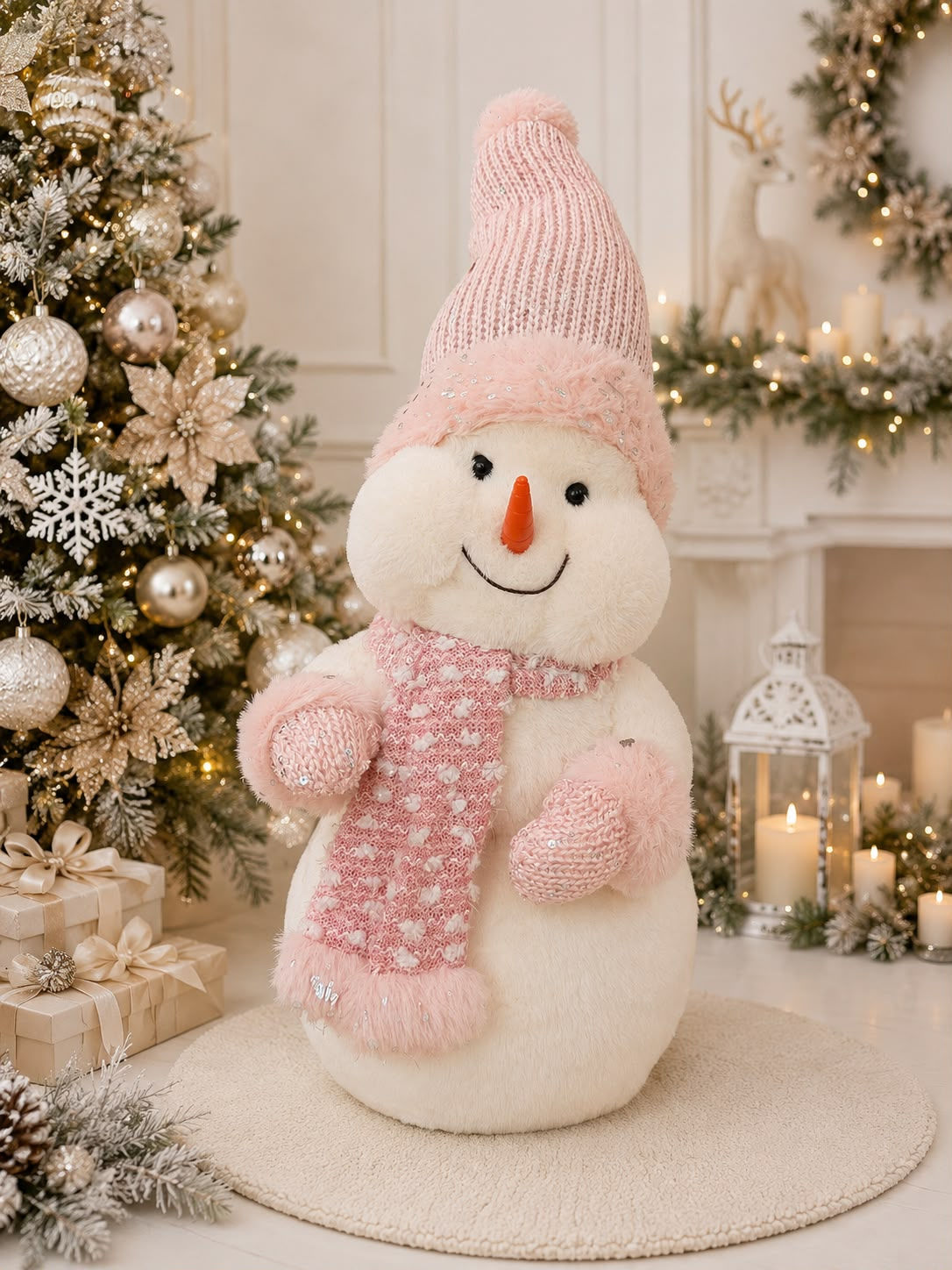 BONECO DE NEVE (OFF/ROSA) 44cm - 1UN