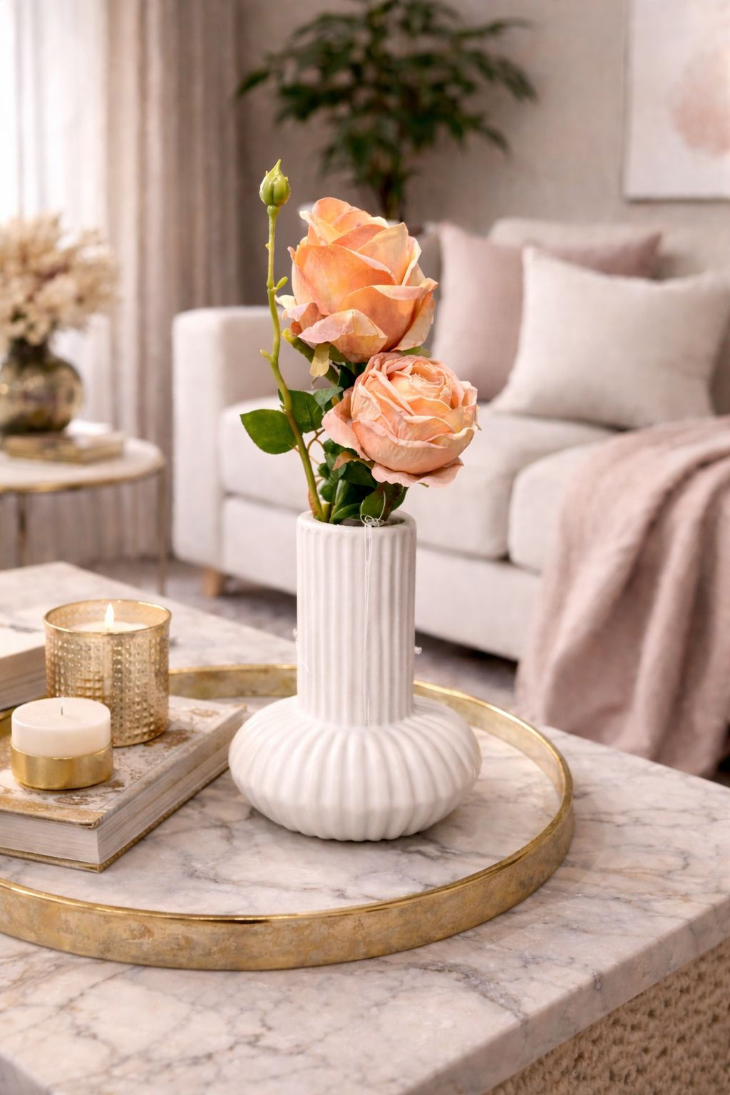 VASO DECORATIVO EM PORCELANA (BRANCO) - 1UN