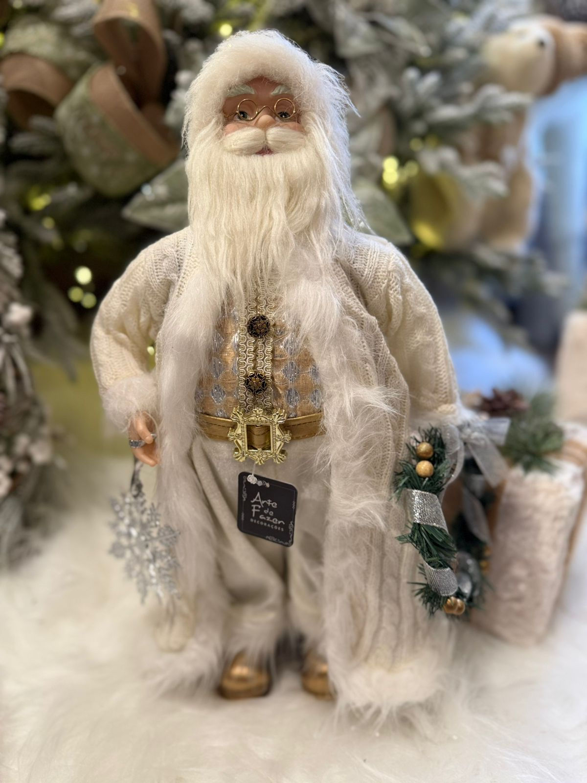 PAPAI NOEL EM PE (OFF/DOURADO) - 1UN
