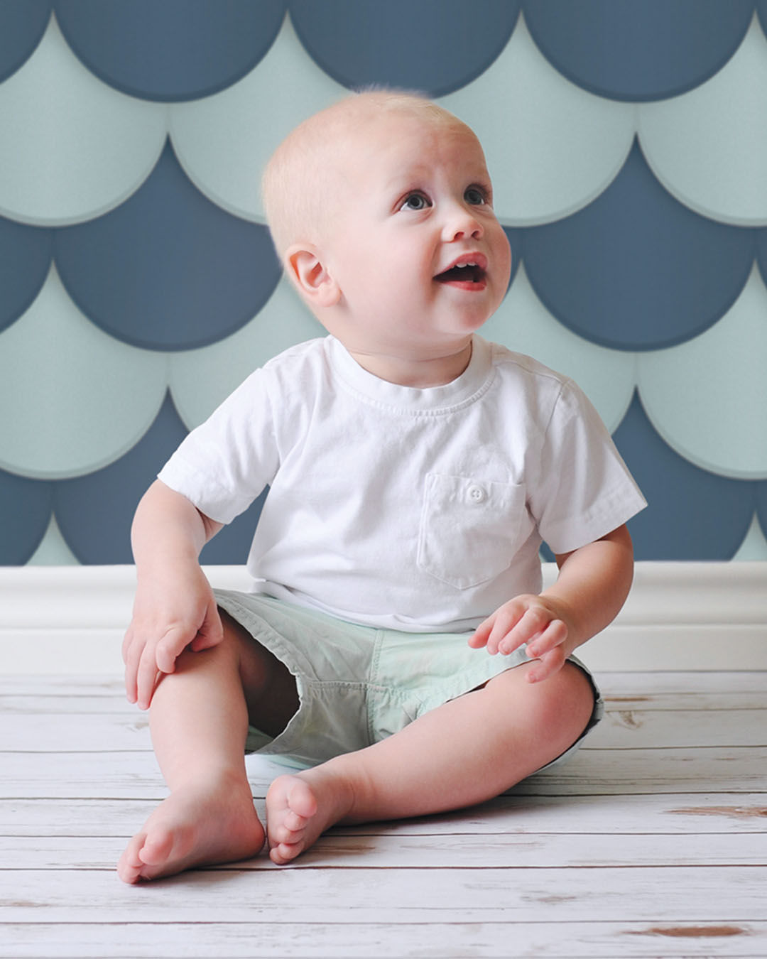 Ella Bella Navy Scallop Seamless Photography Backdrop 4ft