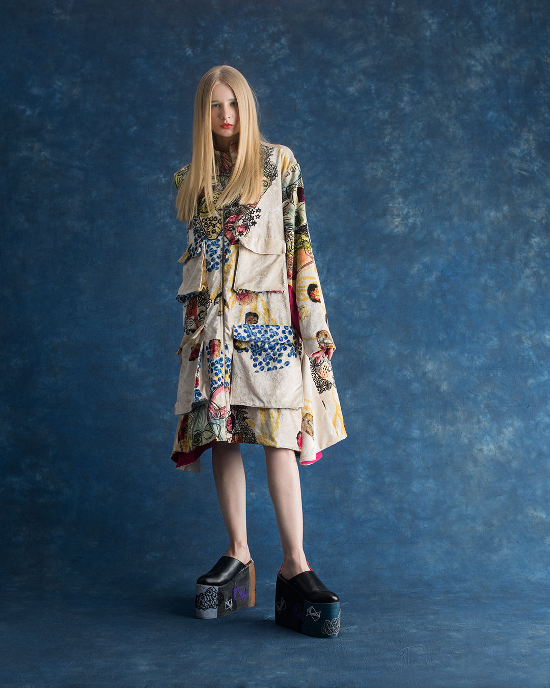 Backdrops4Ever Denim Blue Crush Dyed Mottled Photography Backdrop