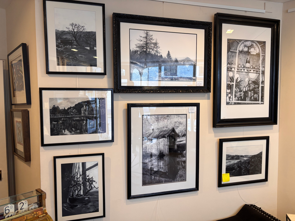 Gallery display of complete collection (mixed media)