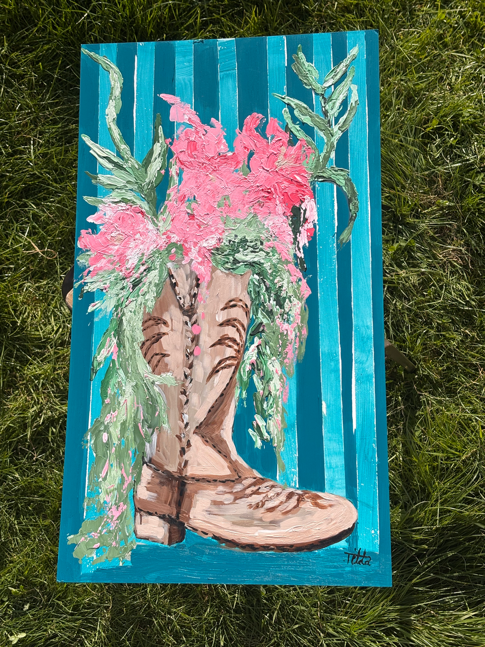 Floral cowgirl boot
