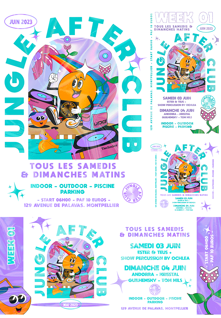 JUNGLE AFTER - montpellier - house music - flyer - affiche - reseaux sociaux- graphiste - flyer