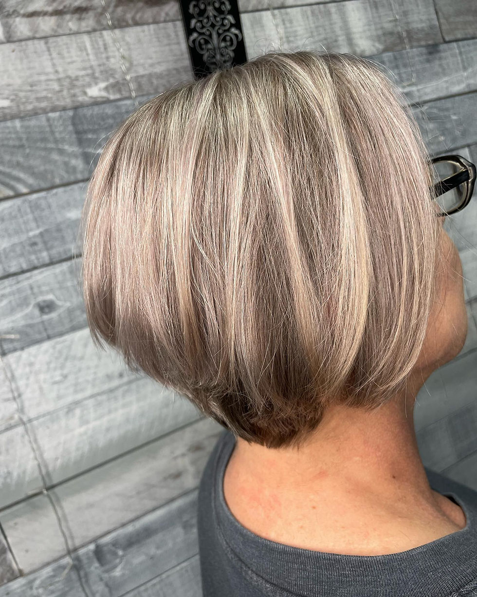 long layer short hair silver