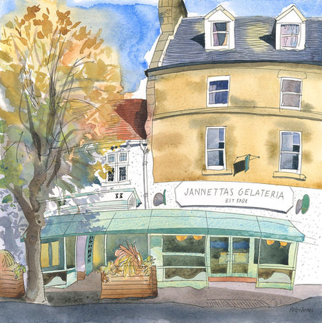 A fine art print of Janetta's Gelateria, a St Andrews landmark