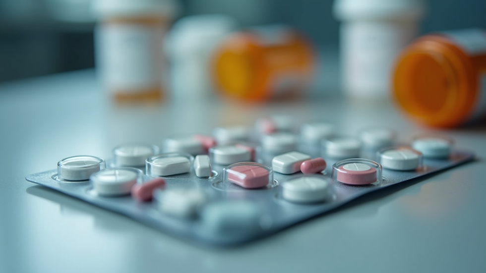 Eye-level view of a medication organizer filled with various pills
