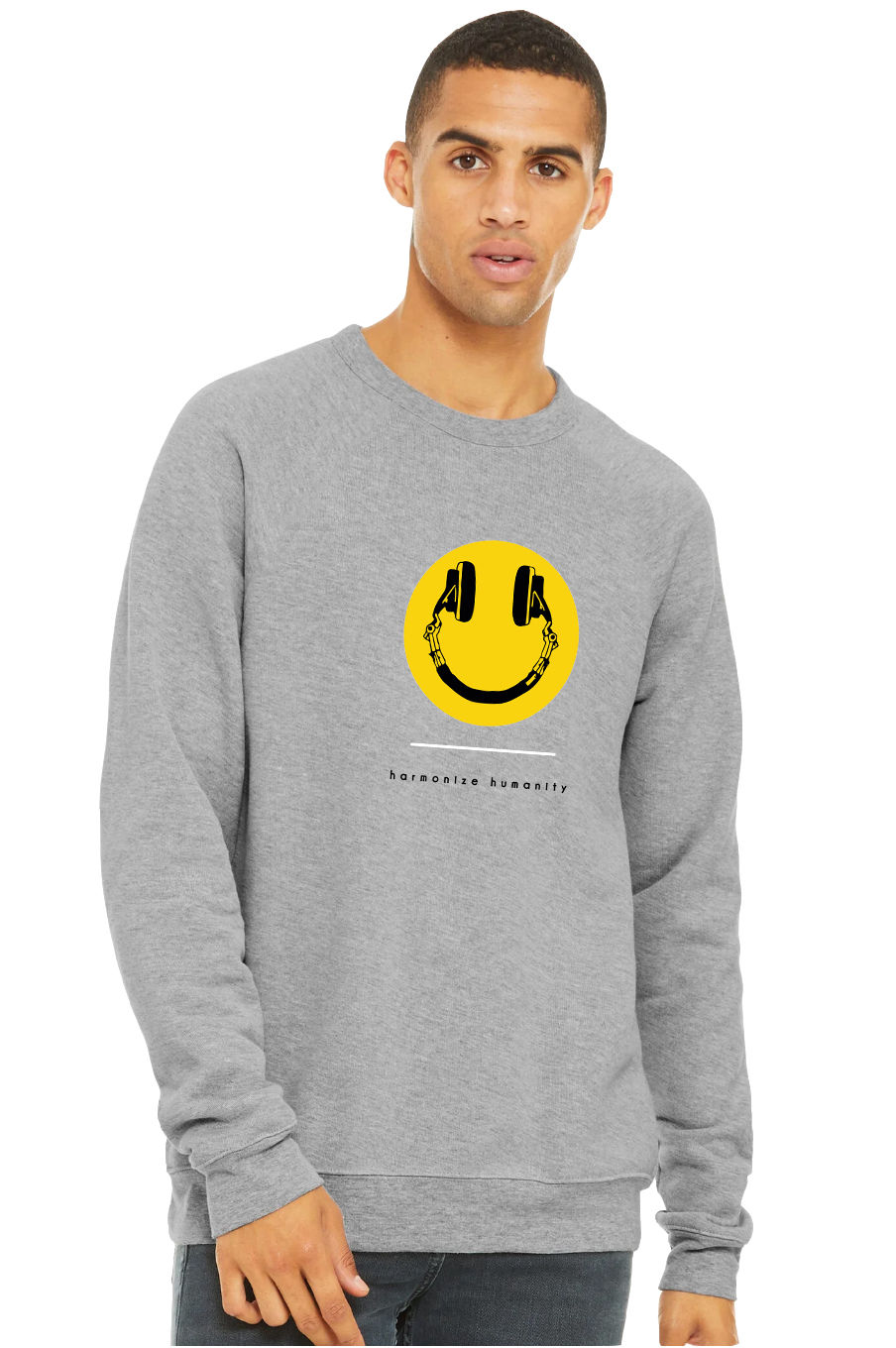 Thumbnail: HAPPY VIBES unisex organic mid-weight sweatshirt (heather grey)