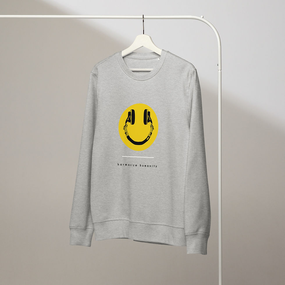 Thumbnail: HAPPY VIBES unisex organic mid-weight sweatshirt (heather grey)