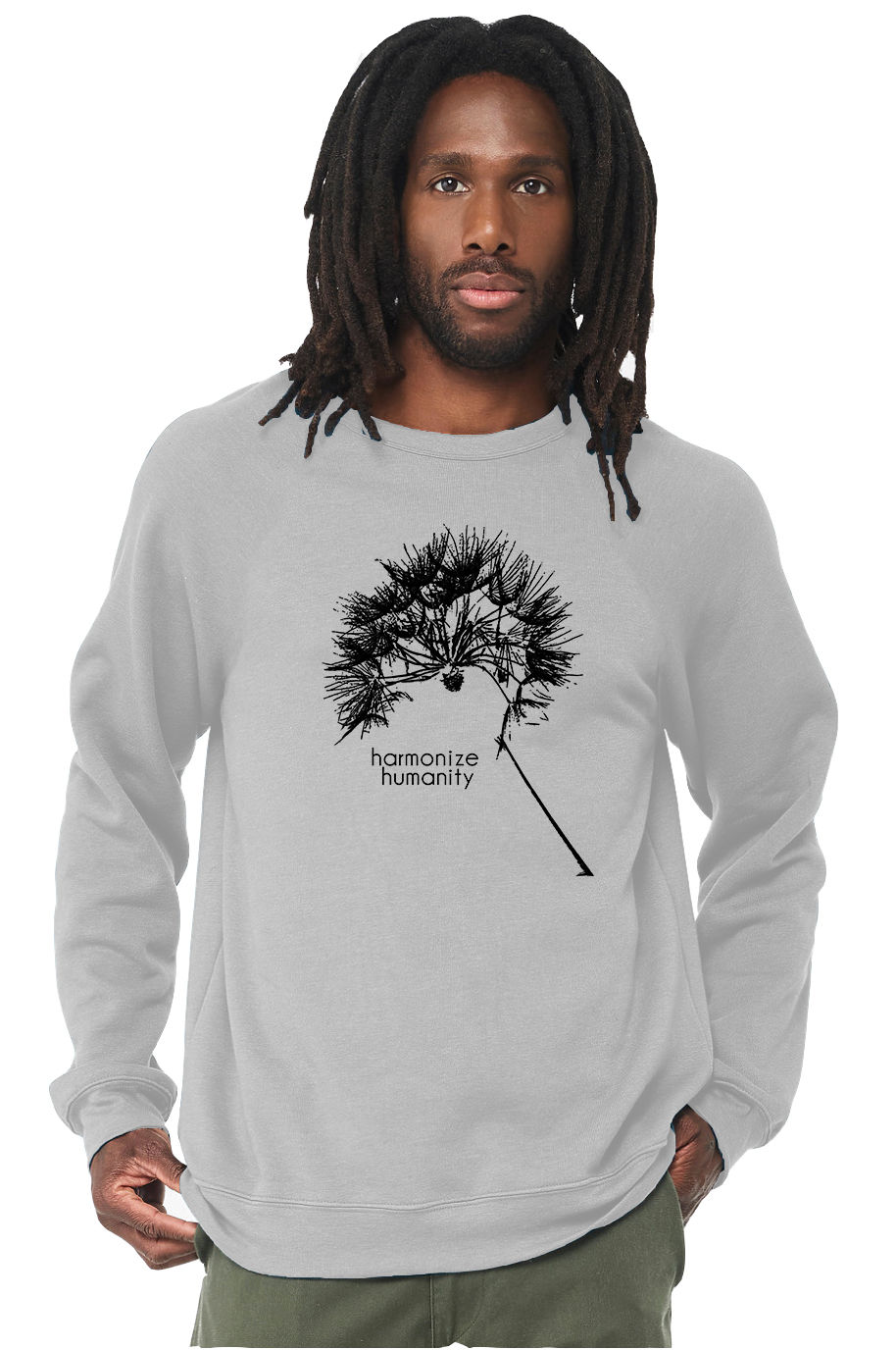 Thumbnail: WISH FOR HUMANITY unisex organic mid-weight sweatshirt (heather grey)