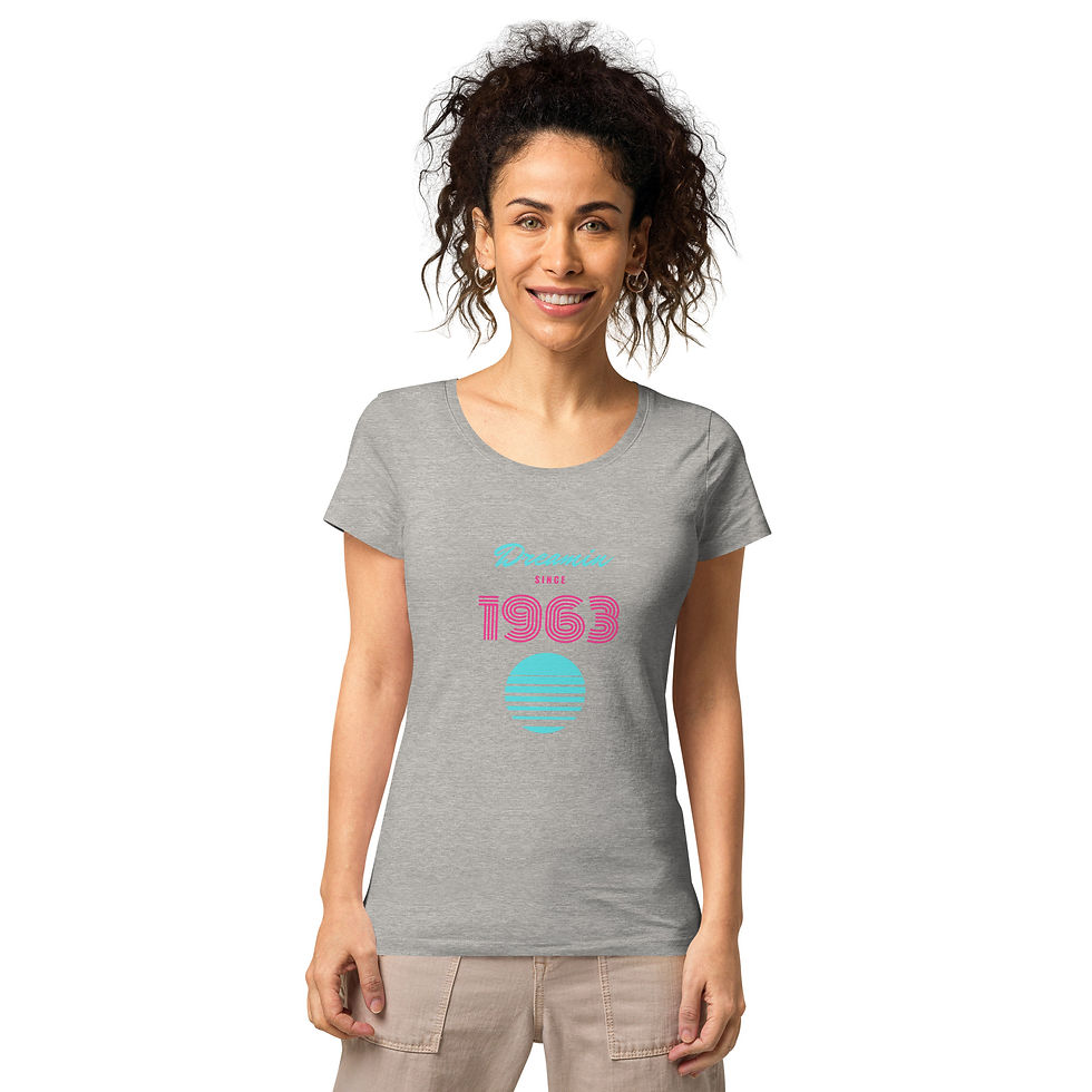 Thumbnail: Women’s organic slim fit t shirt Dreamin since 1963 ( year of choice )