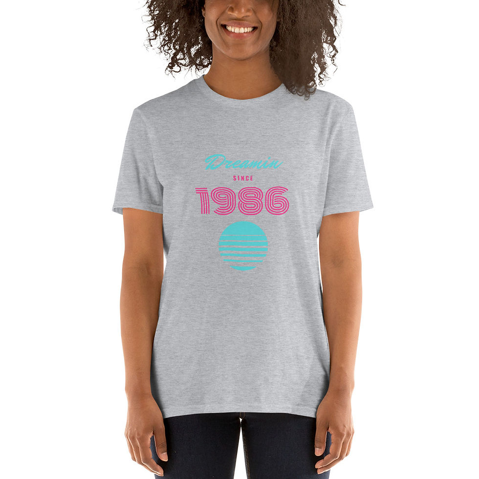 Thumbnail: Unisex Soft T Shirt Dreamin since 1986 - any year available
