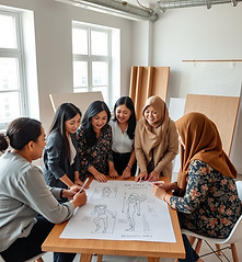 female malay professionals at a drawing