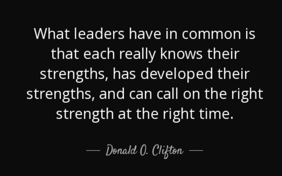Don Clifton quote, "Leaders call on the right strength at the right time."