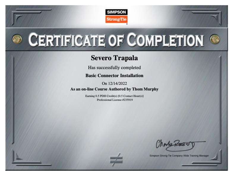 Simpson strong tie basic connector installation