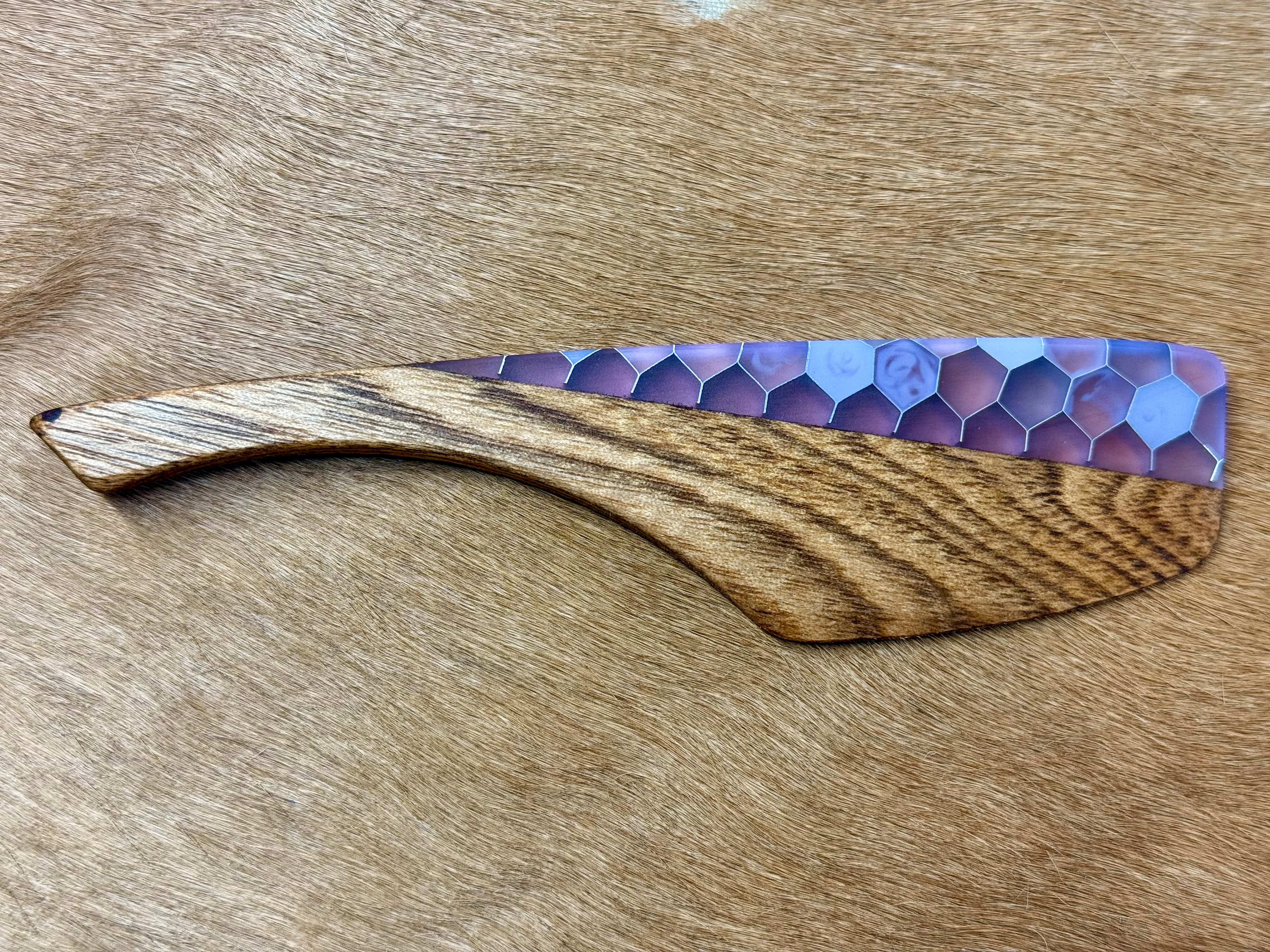 Wood and Honeycomb Butter/Cheese Knife (Purple)