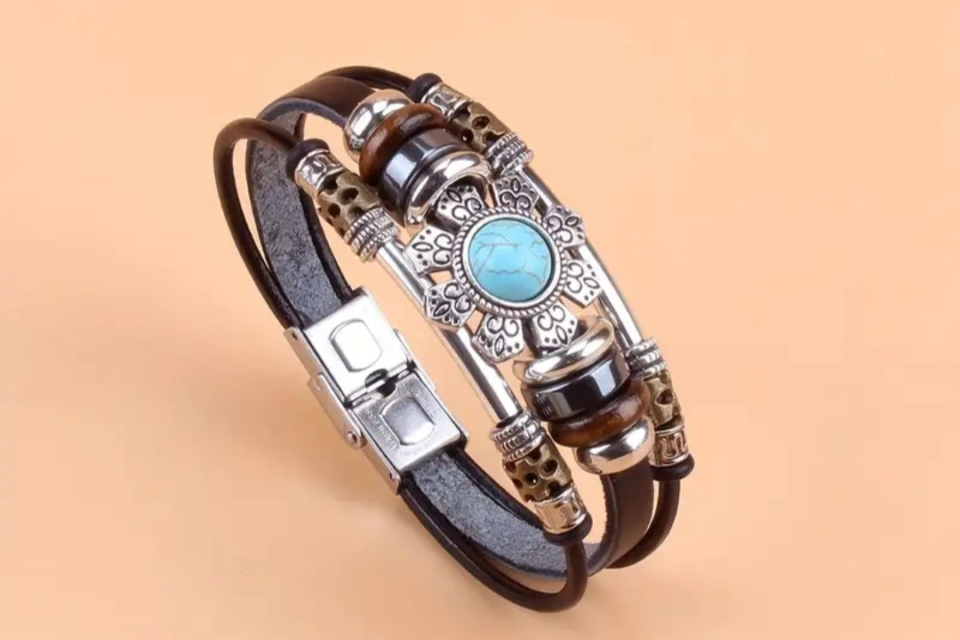 Turquoise bracelet round stone