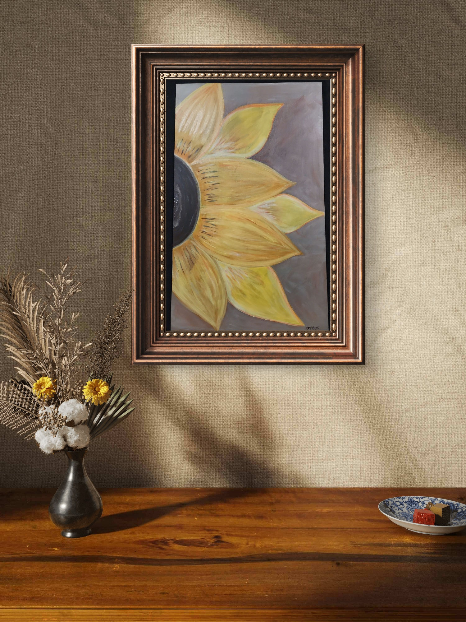 Sunflower peeking 12x20