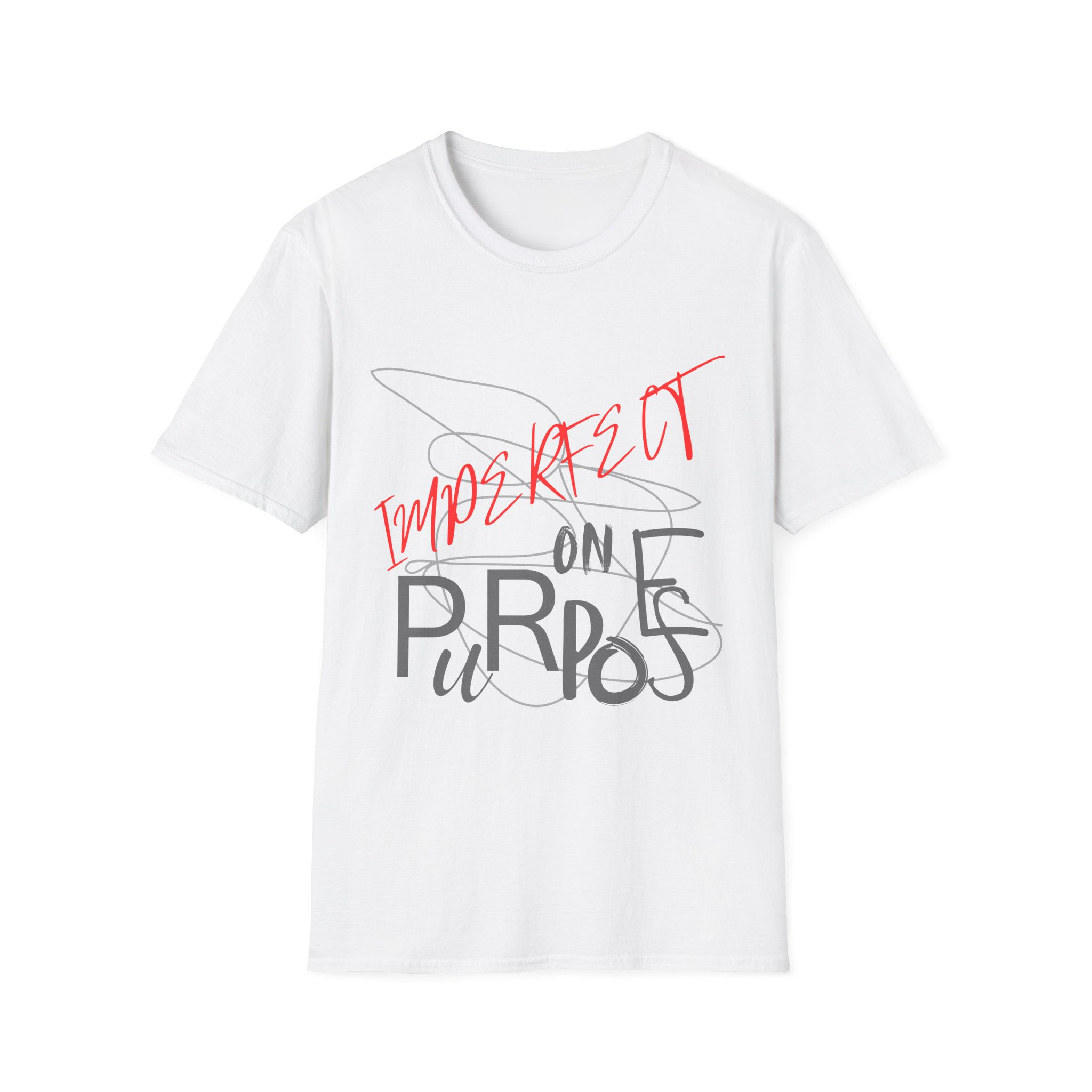 Imperfect On Purpose Handwritten Graphic T-Shirt, Asymmetric Anti AI Unisex Tee