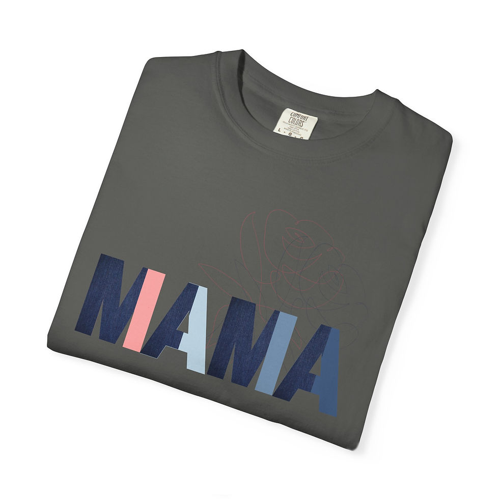 Thumbnail: Mama Blue Jean Flower Print T-Shirt Unisex 'MAMA' Graphic Gift for Moms Pet Moms