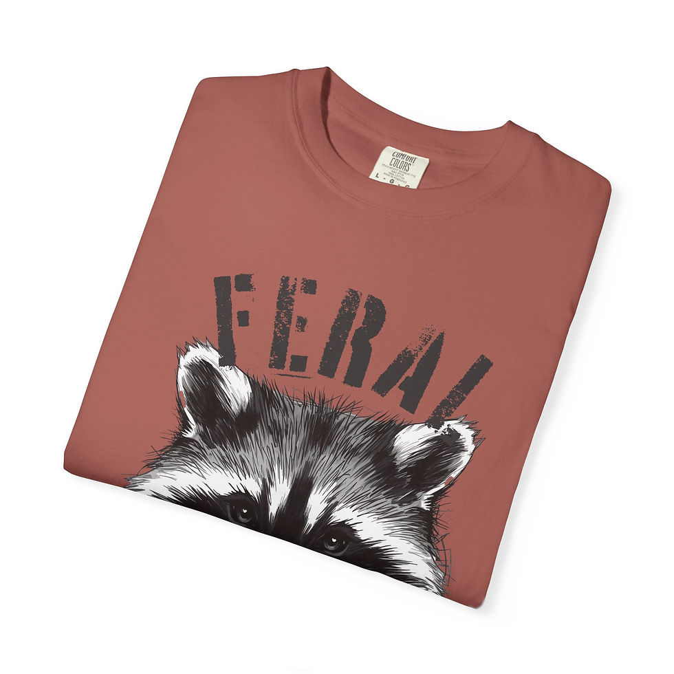 Thumbnail: Feral Raccoon Tattoo Style Print T-Shirt Unisex Graphic Gift for Meme Lovers