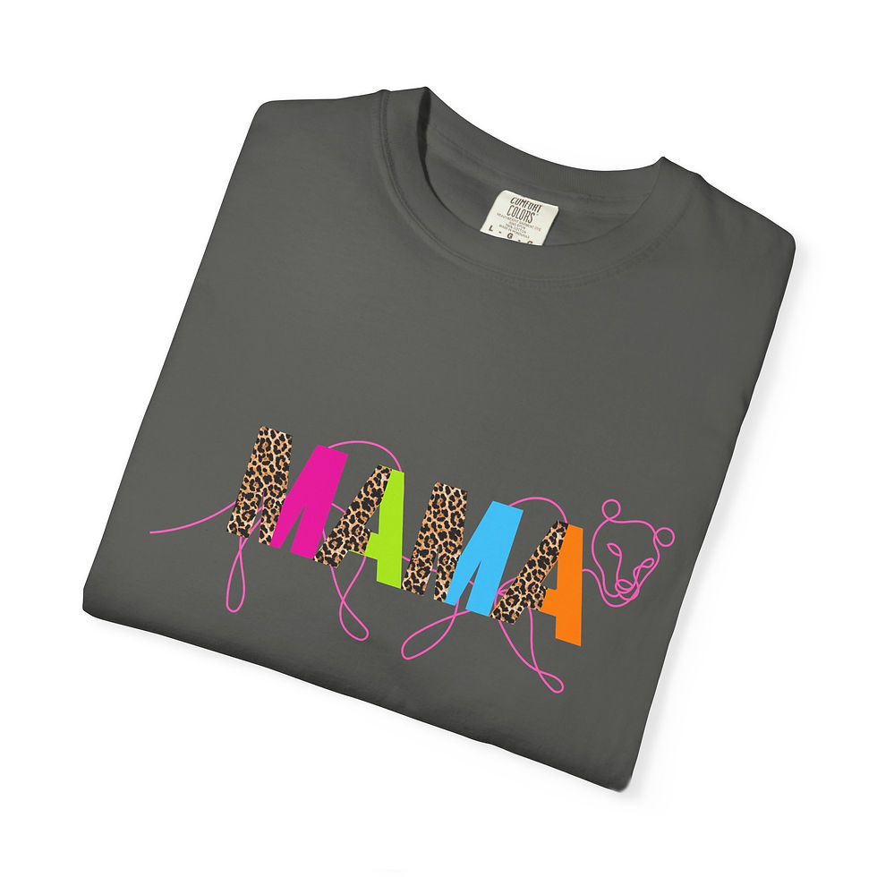 Thumbnail: neonMama Leopard Print T-Shirt — Women's 'MAMA' Graphic Tee, Gift for Mom