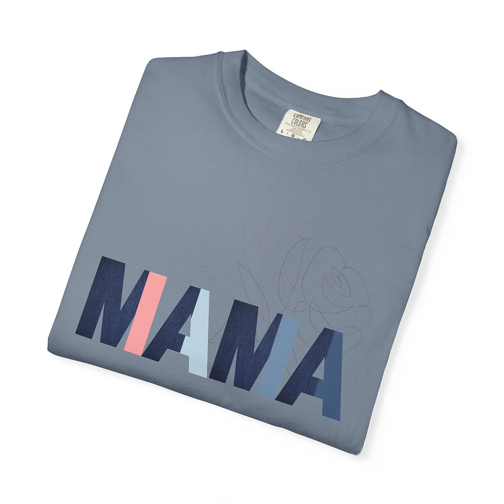 Thumbnail: Mama Blue Jean Flower Print T-Shirt Unisex 'MAMA' Graphic Gift for Moms Pet Moms