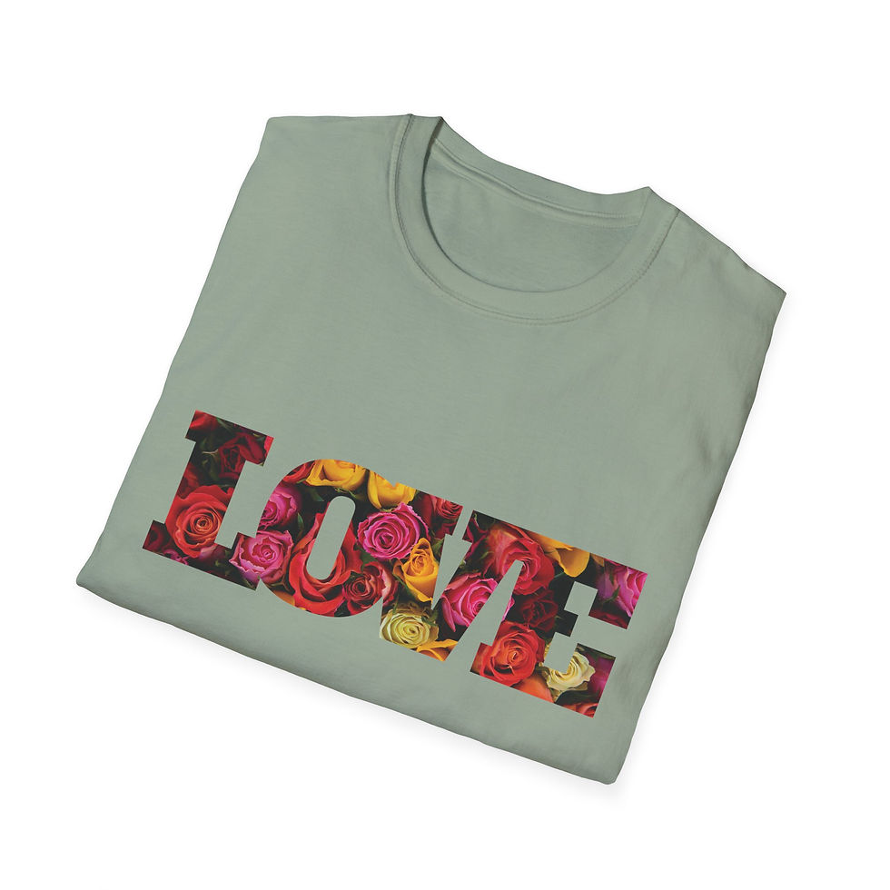 Thumbnail: Love Floral Cotton Unisex T‑Shirt Boho Bohemian Mantra Yoga Casual Graphic Tee