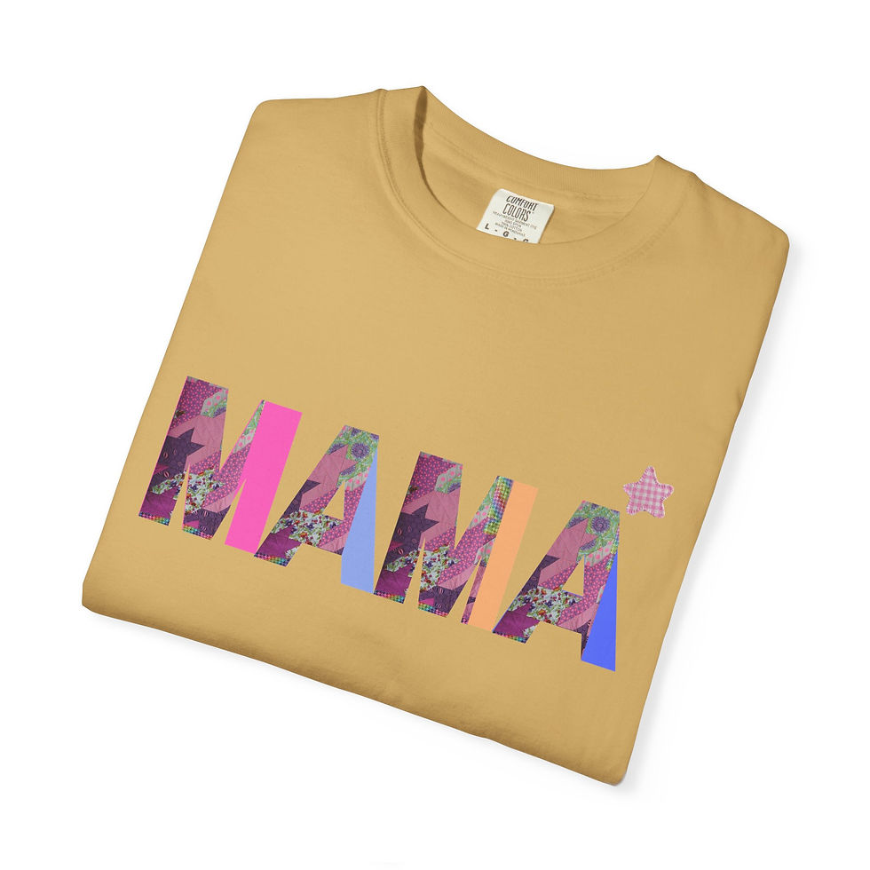 Thumbnail: Mama Star Patchwork Print T-Shirt Unisex 'MAMA' Graphic Gift for Moms Pet Moms