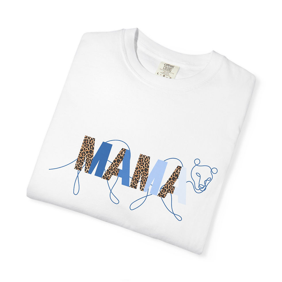 Thumbnail:  Coral Mama Leopard Print T-Shirt — Women's 'MAMA' Graphic Tee, Gift for Mom