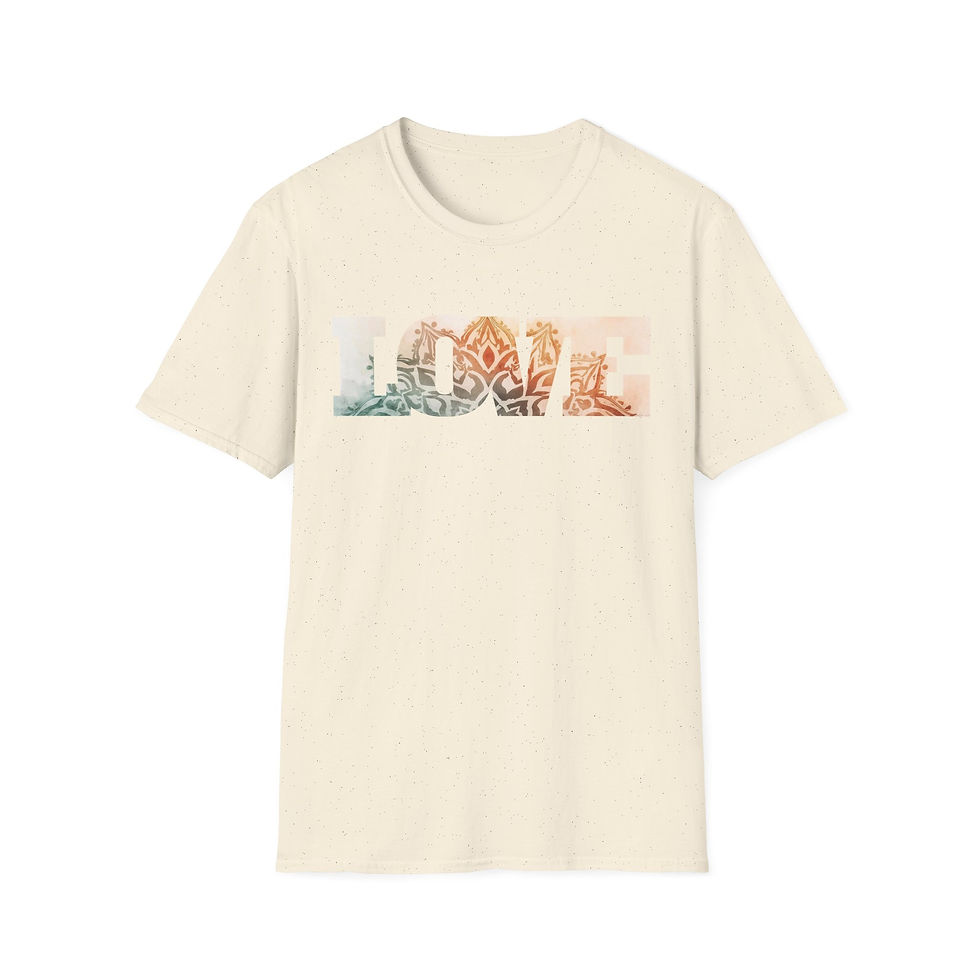 Thumbnail: Love Floral Cotton Unisex T‑Shirt Boho Bohemian Mantra Yoga LOVE Graphic Tee