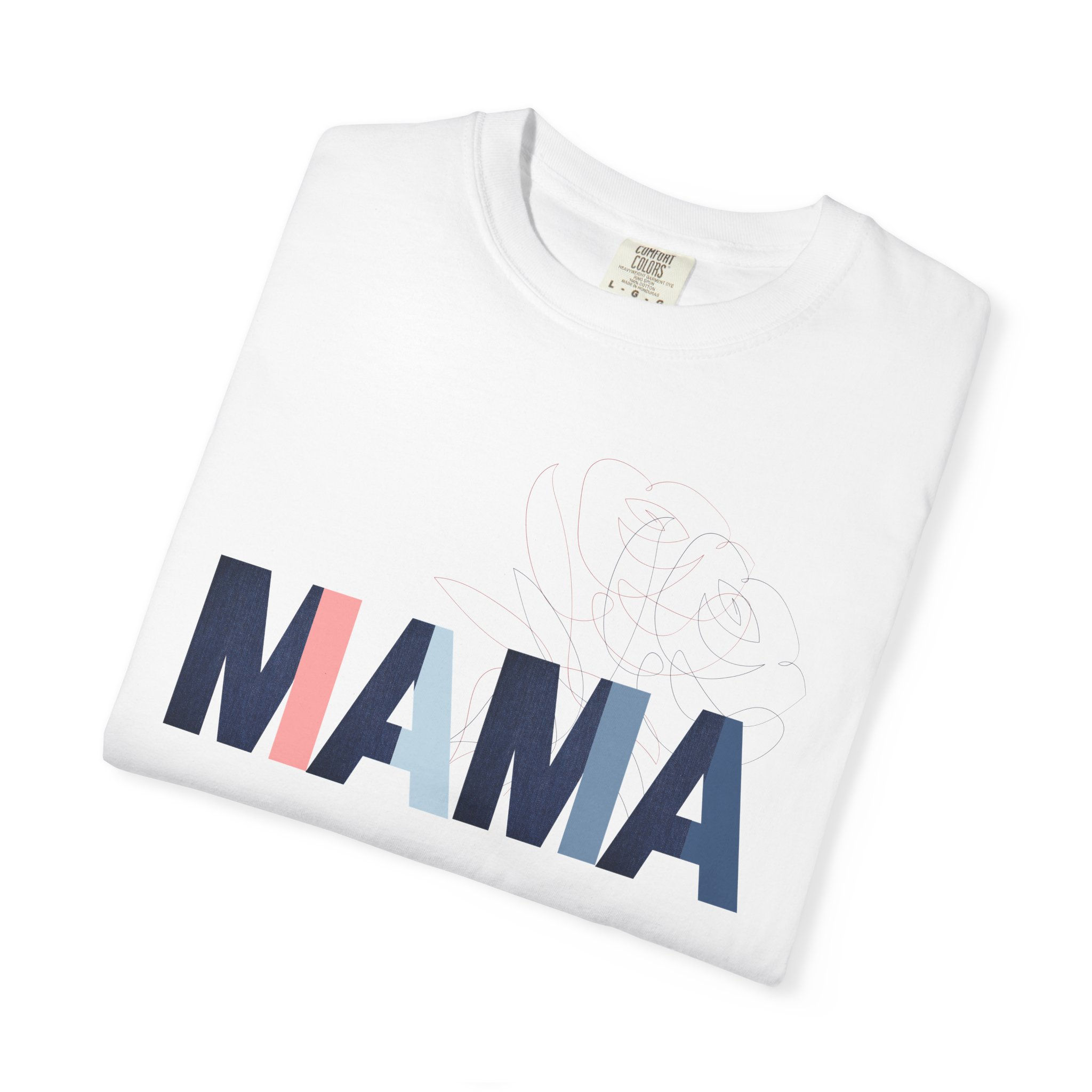 Mama Blue Jean Flower Print T-Shirt Unisex 'MAMA' Graphic Gift for Moms Pet Moms